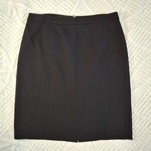 Talbots Skirt Women 12 Black Straight Pencil Stretch Slit Back Zipper Classic